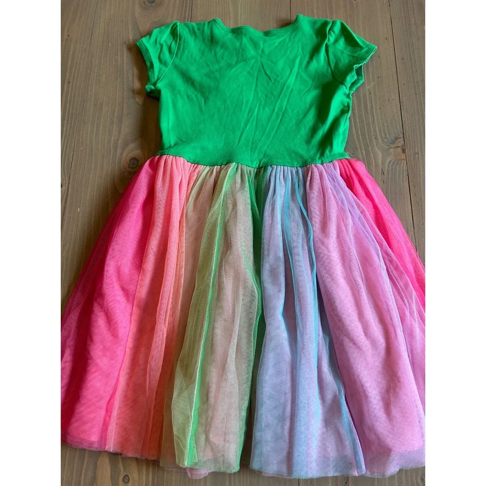 K7 Gymboree Girls St Patricks Day Rainbow Pot of Gold Tulle Tutu Dress Green 10